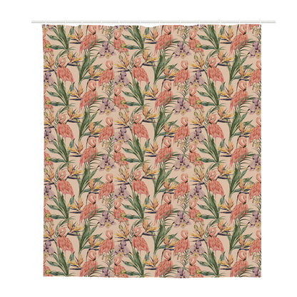 Vintage Flamingo Pattern Print Polyester Shower Curtain