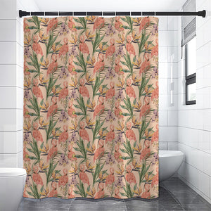 Vintage Flamingo Pattern Print Premium Shower Curtain