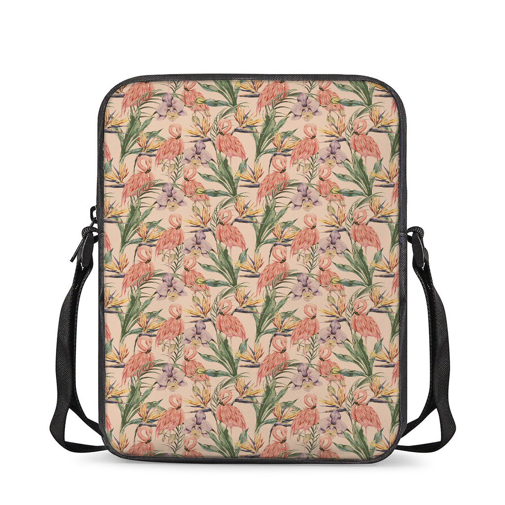 Vintage Flamingo Pattern Print Rectangular Crossbody Bag