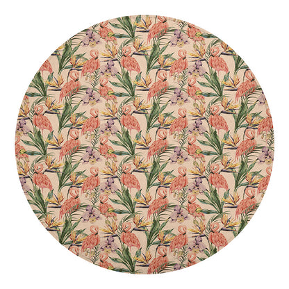 Vintage Flamingo Pattern Print Round Blanket
