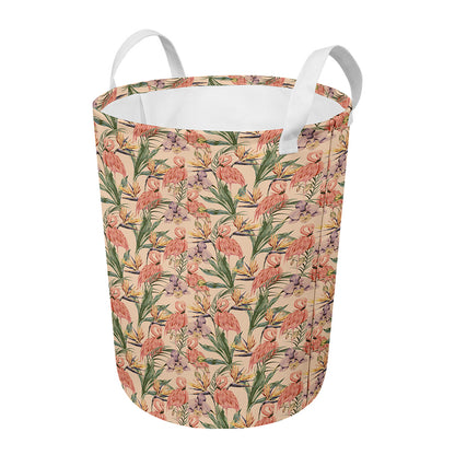 Vintage Flamingo Pattern Print Round Laundry Basket