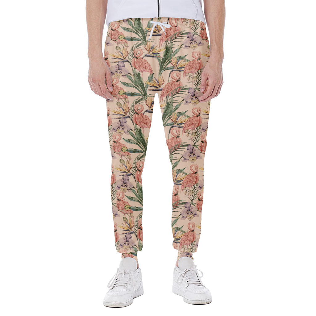 Vintage Flamingo Pattern Print Scuba Joggers