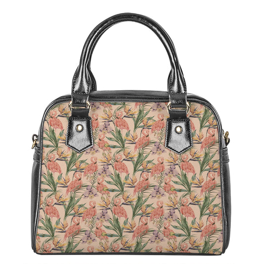 Vintage Flamingo Pattern Print Shoulder Handbag