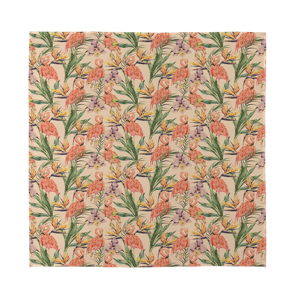 Vintage Flamingo Pattern Print Silk Bandana