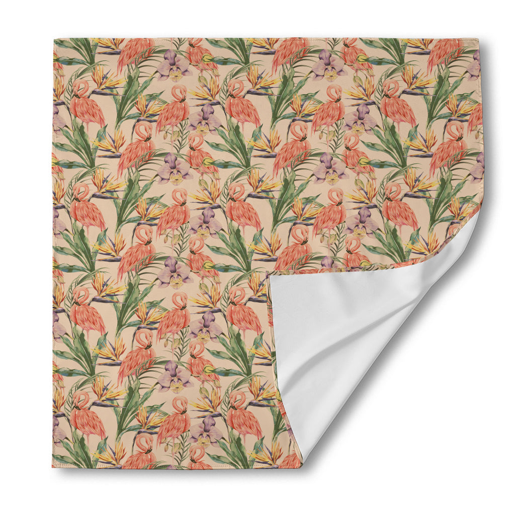 Vintage Flamingo Pattern Print Silk Bandana