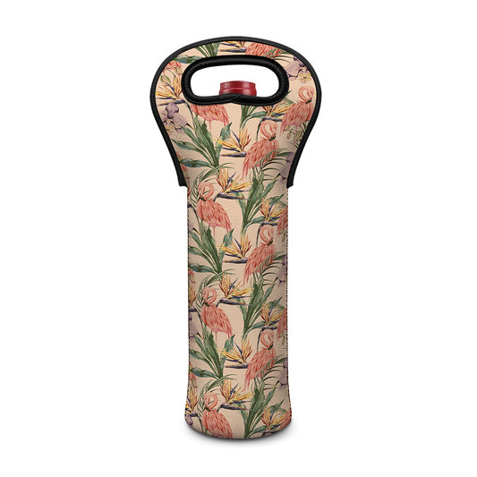 Vintage Flamingo Pattern Print Single Neoprene Wine Tote