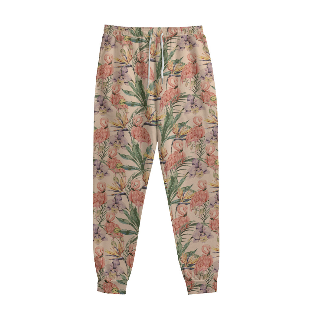 Vintage Flamingo Pattern Print Sweatpants