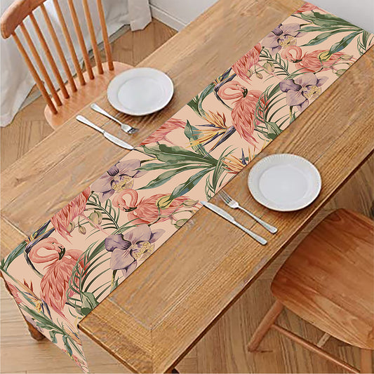 Vintage Flamingo Pattern Print Table Runner