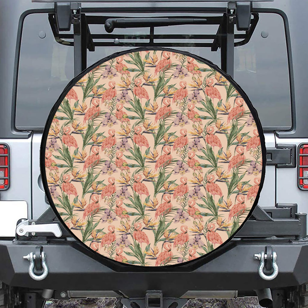 Vintage Flamingo Pattern Print Tire Cover