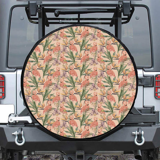 Vintage Flamingo Pattern Print Tire Cover