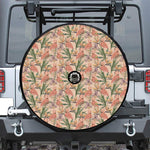 Vintage Flamingo Pattern Print Tire Cover With Camera Hole
