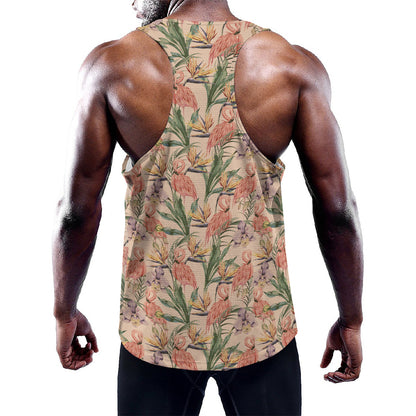 Vintage Flamingo Pattern Print Training Tank Top
