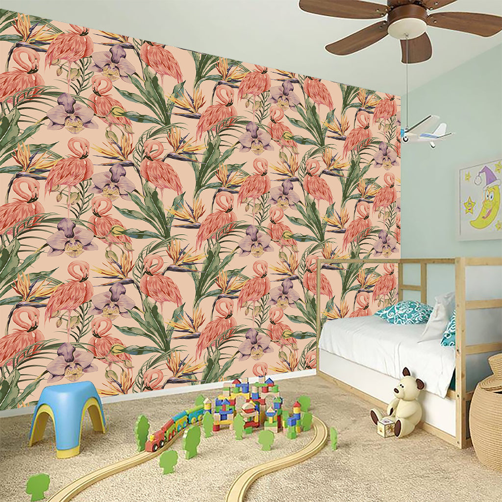 Vintage Flamingo Pattern Print Wall Sticker