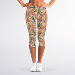 Vintage Flamingo Pattern Print Women's Capri Leggings