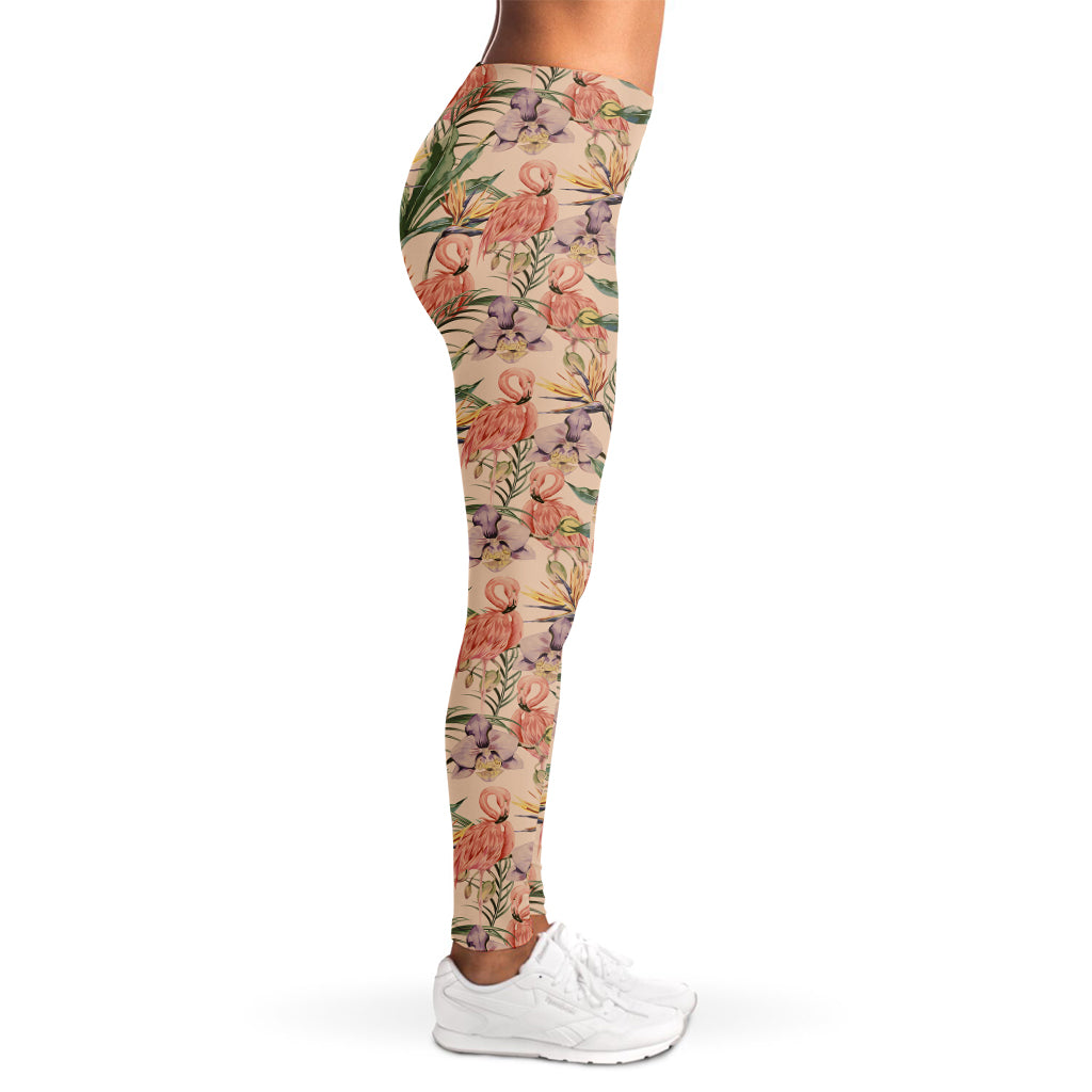 Vintage Flamingo Pattern Print Women's Leggings