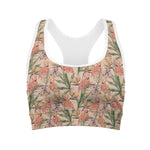 Vintage Flamingo Pattern Print Women's Sports Bra
