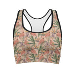 Vintage Flamingo Pattern Print Women's Sports Bra
