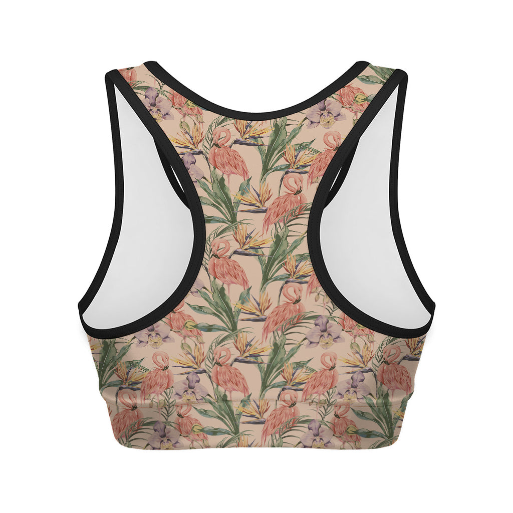 Vintage Flamingo Pattern Print Women's Sports Bra