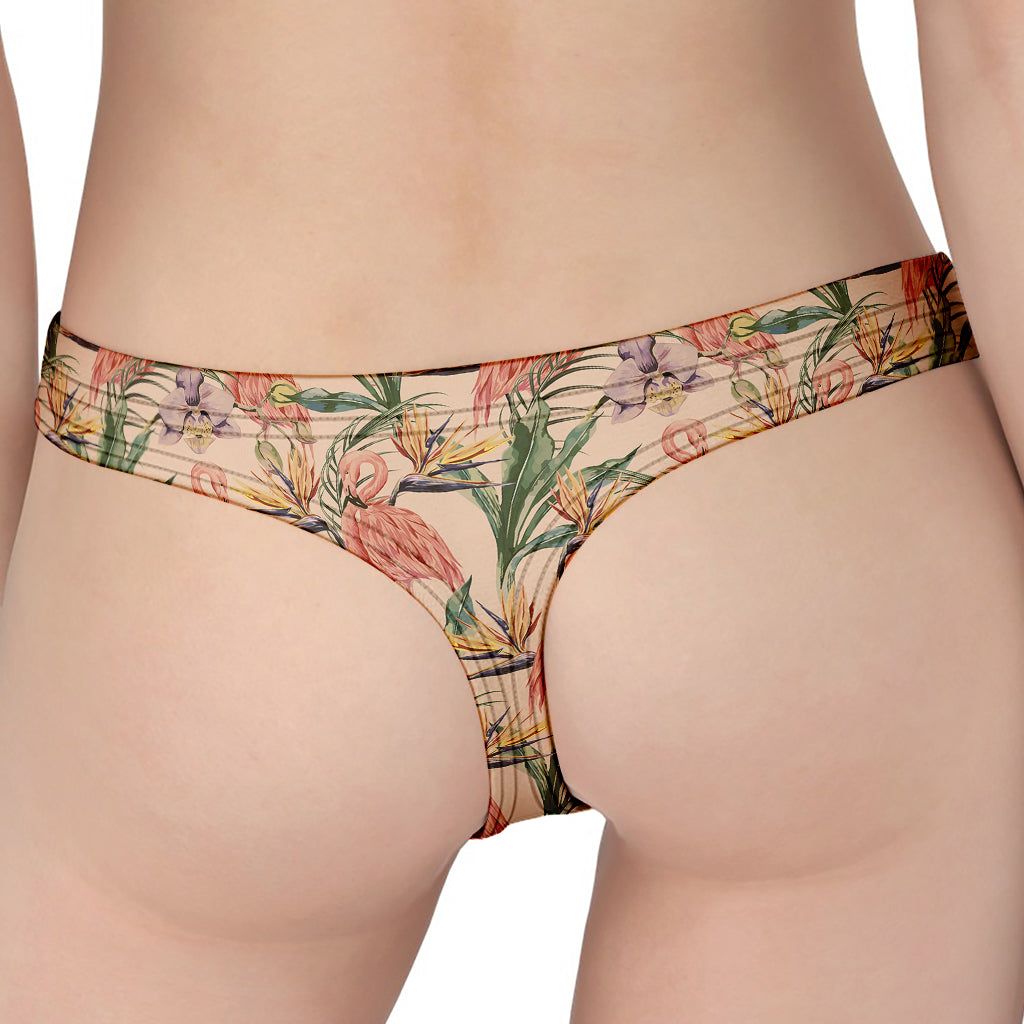 Vintage Flamingo Pattern Print Women's Thong