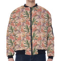 Vintage Flamingo Pattern Print Zip Sleeve Bomber Jacket