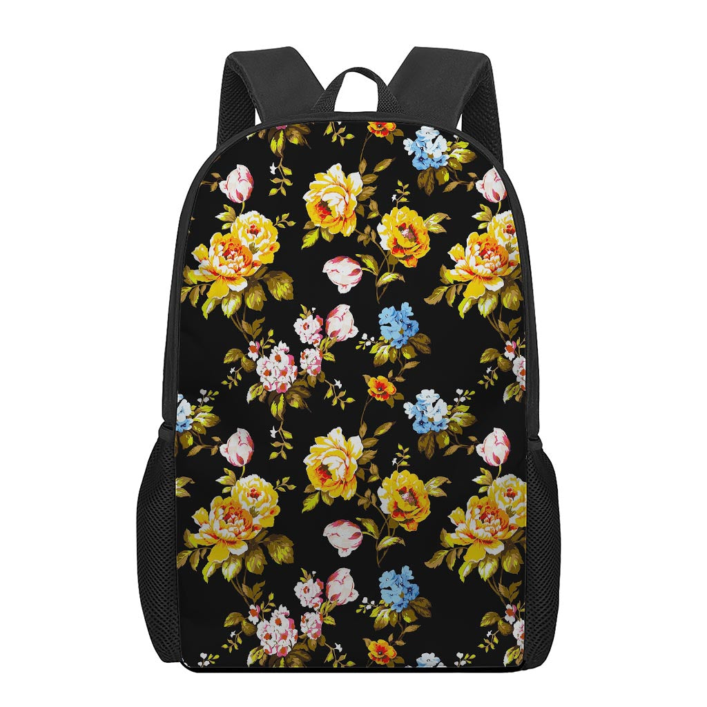 Vintage Floral Flower Pattern Print 17 Inch Backpack