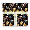 Vintage Floral Flower Pattern Print 3 Piece Kitchen Curtains