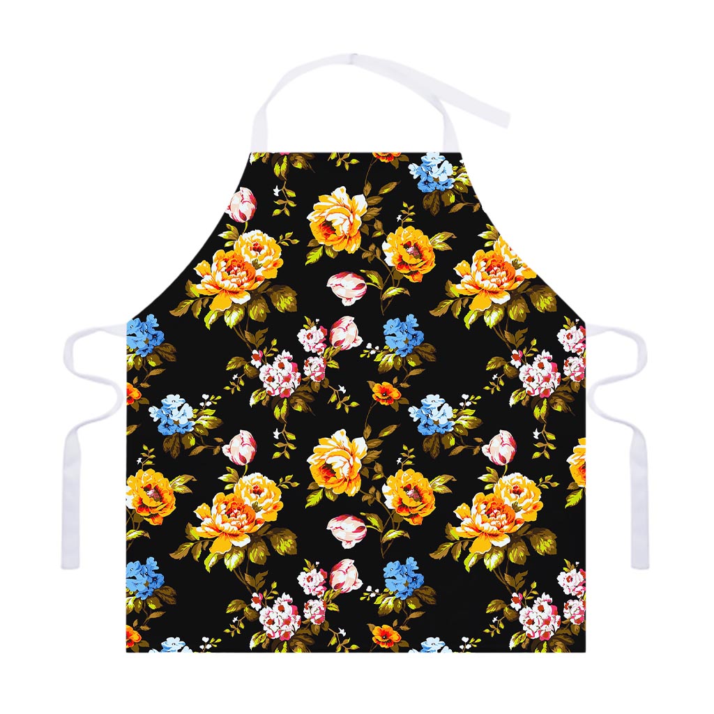 Vintage Floral Flower Pattern Print Adjustable Apron