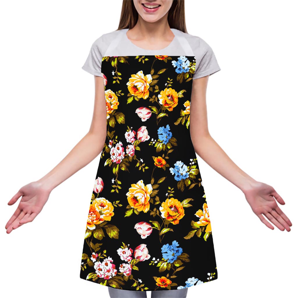 Vintage Floral Flower Pattern Print Adjustable Apron