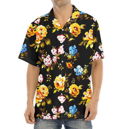 Vintage Floral Flower Pattern Print Aloha Shirt