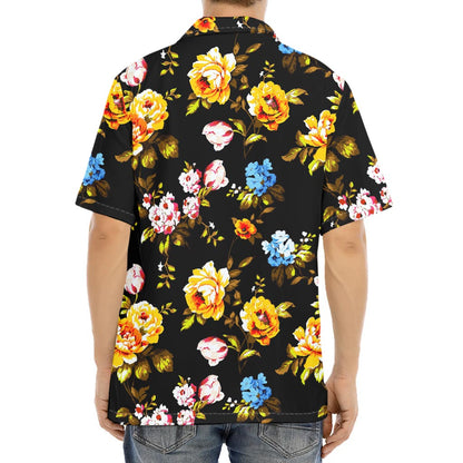 Vintage Floral Flower Pattern Print Aloha Shirt
