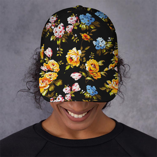 Vintage Floral Flower Pattern Print Baseball Cap