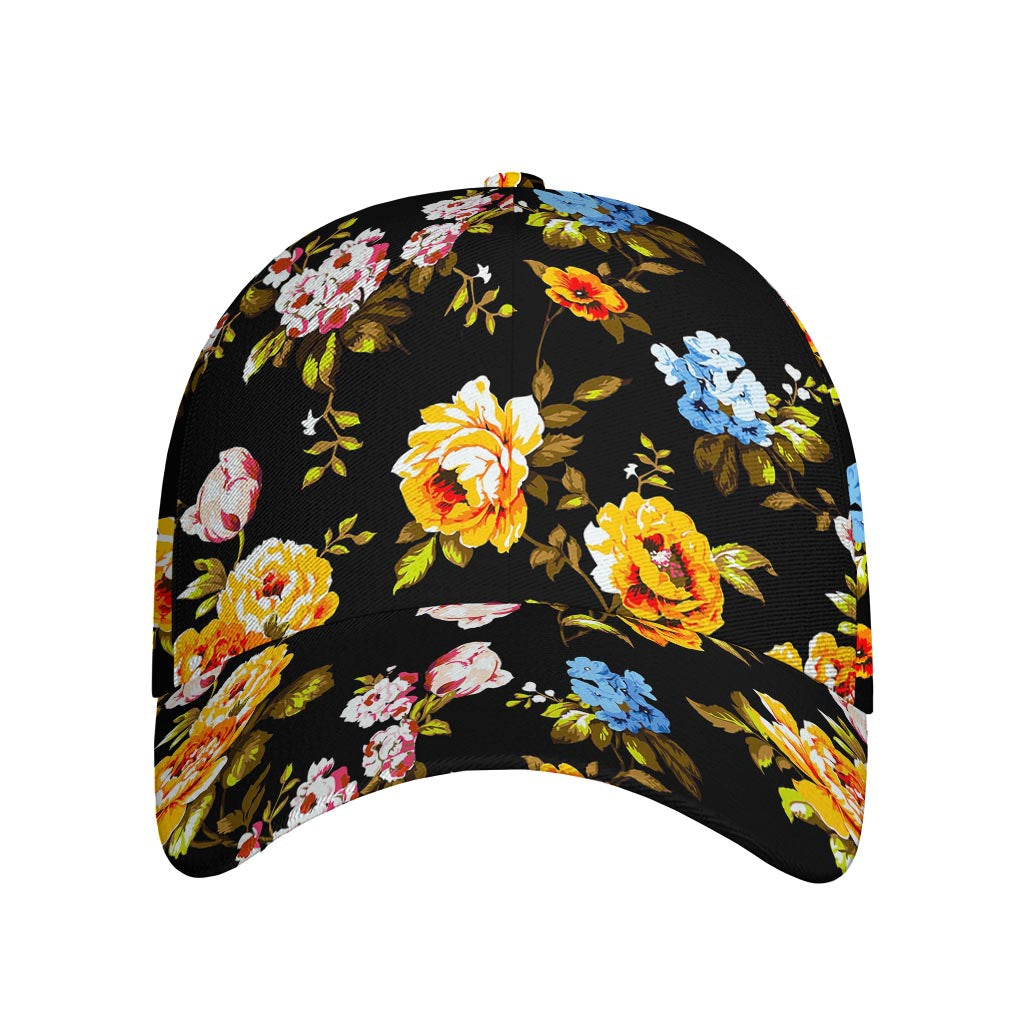 Vintage Floral Flower Pattern Print Baseball Cap