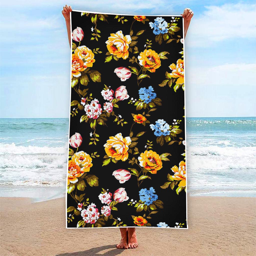 Vintage Floral Flower Pattern Print Beach Towel