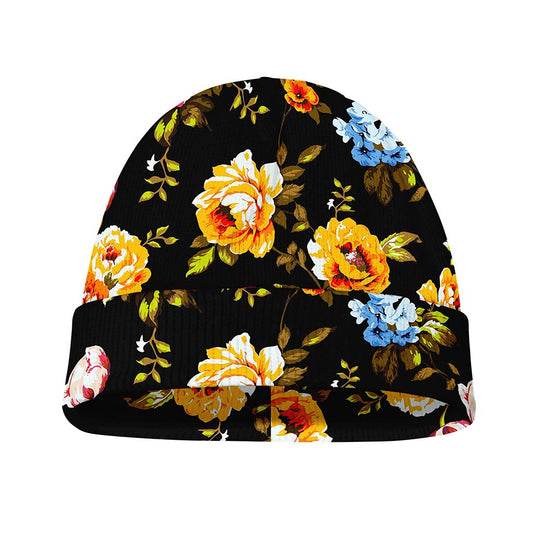 Vintage Floral Flower Pattern Print Beanie