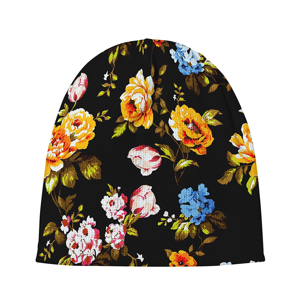 Vintage Floral Flower Pattern Print Beanie