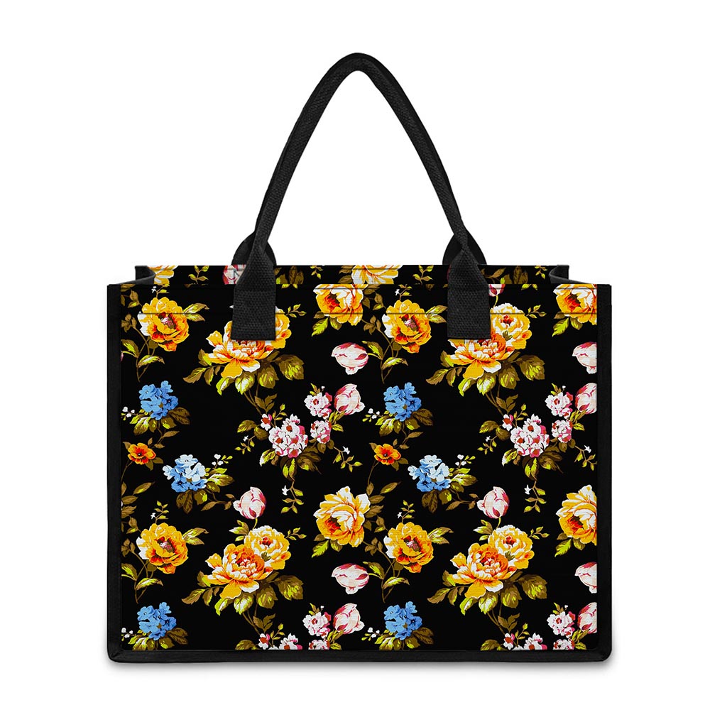 Vintage Floral Flower Pattern Print Canvas Tote Bag