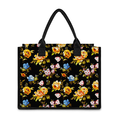 Vintage Floral Flower Pattern Print Canvas Tote Bag