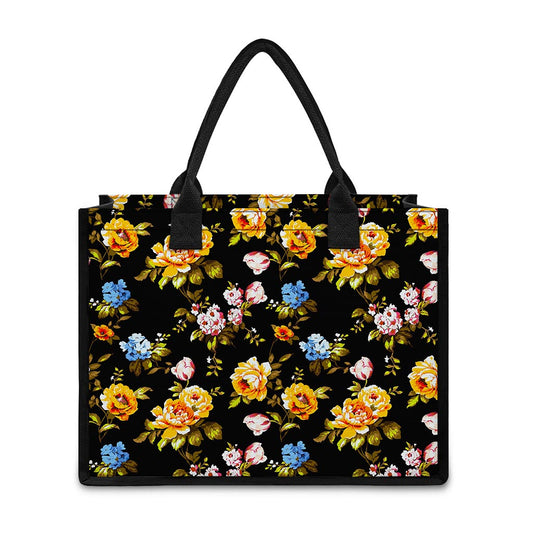 Vintage Floral Flower Pattern Print Canvas Tote Bag