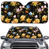 Vintage Floral Flower Pattern Print Car Windshield Sun Shade