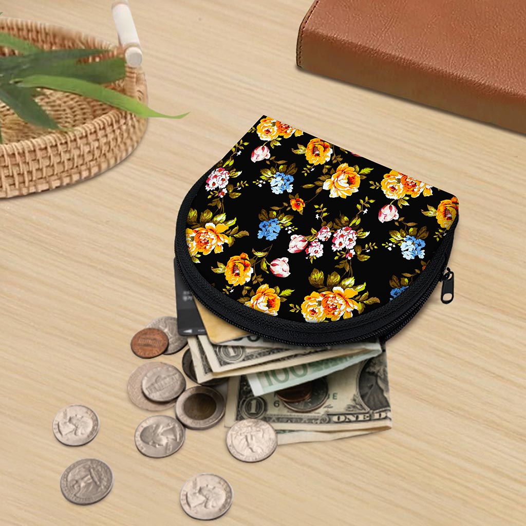 Vintage Floral Flower Pattern Print Coin Purse