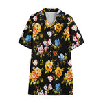 Vintage Floral Flower Pattern Print Cotton Hawaiian Shirt