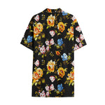 Vintage Floral Flower Pattern Print Cotton Hawaiian Shirt