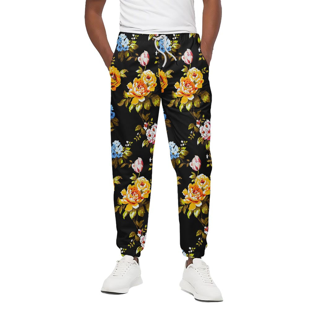 Vintage Floral Flower Pattern Print Cotton Pants