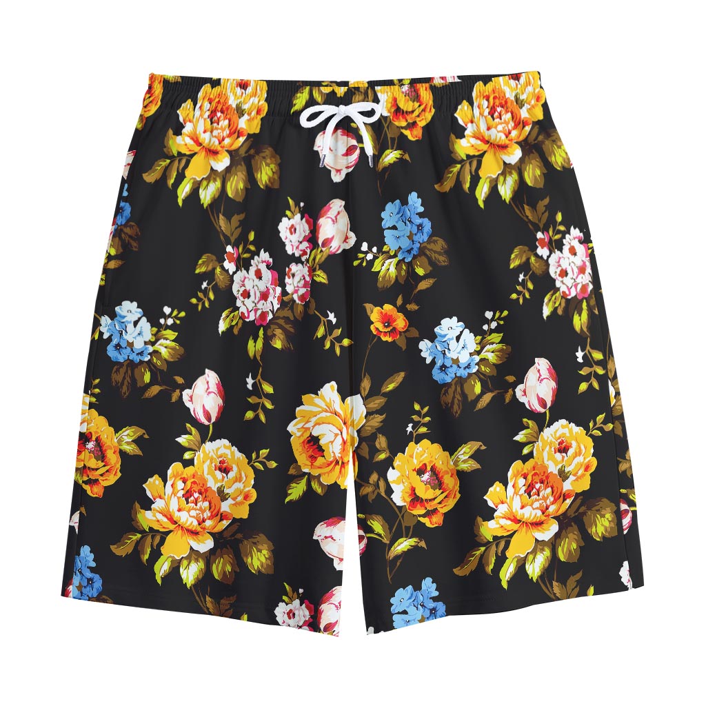 Vintage Floral Flower Pattern Print Cotton Shorts