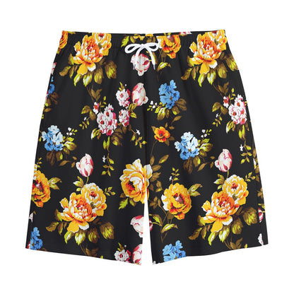 Vintage Floral Flower Pattern Print Cotton Shorts