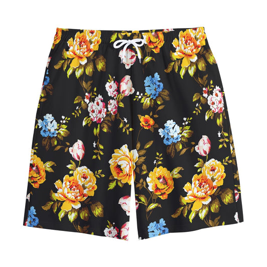 Vintage Floral Flower Pattern Print Cotton Shorts