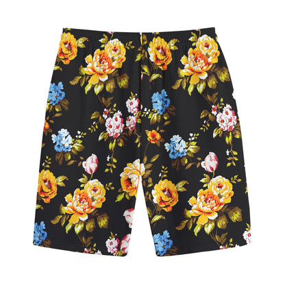 Vintage Floral Flower Pattern Print Cotton Shorts