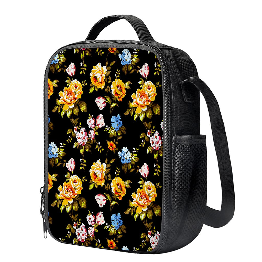 Vintage Floral Flower Pattern Print Crossbody Lunch Bag