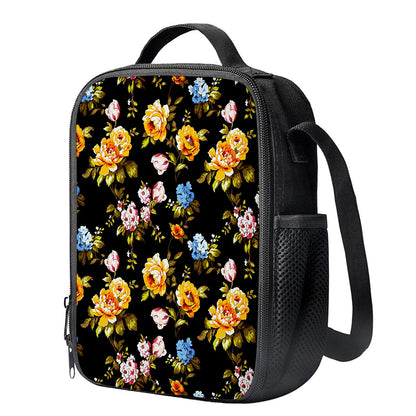 Vintage Floral Flower Pattern Print Crossbody Lunch Bag