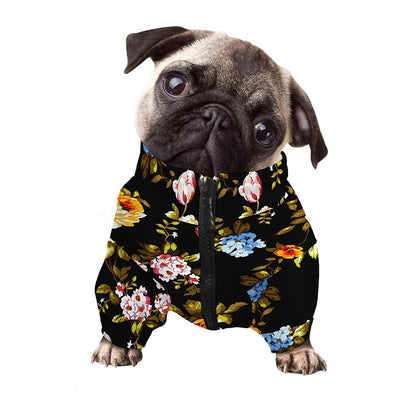 Vintage Floral Flower Pattern Print Dog Zip Up Jacket